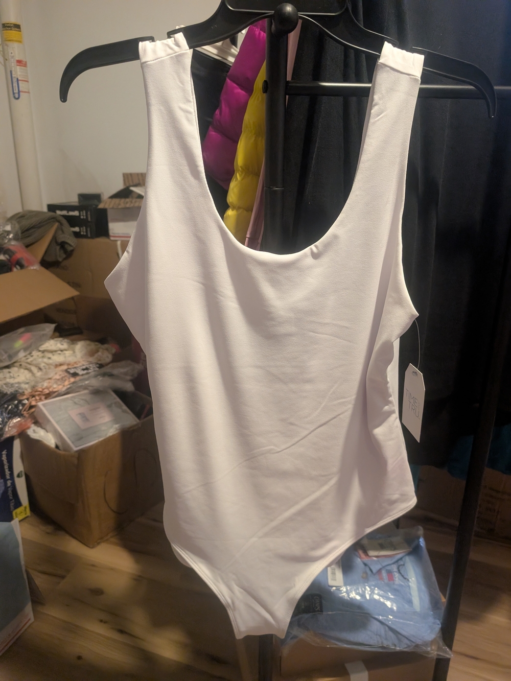 White Scoop Neck Women's Tank Bodysuit